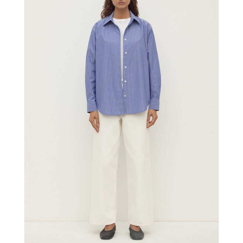 Assembly Label Anais Stripe Long Sleeve Shirt Blue/White Stripe image number 3